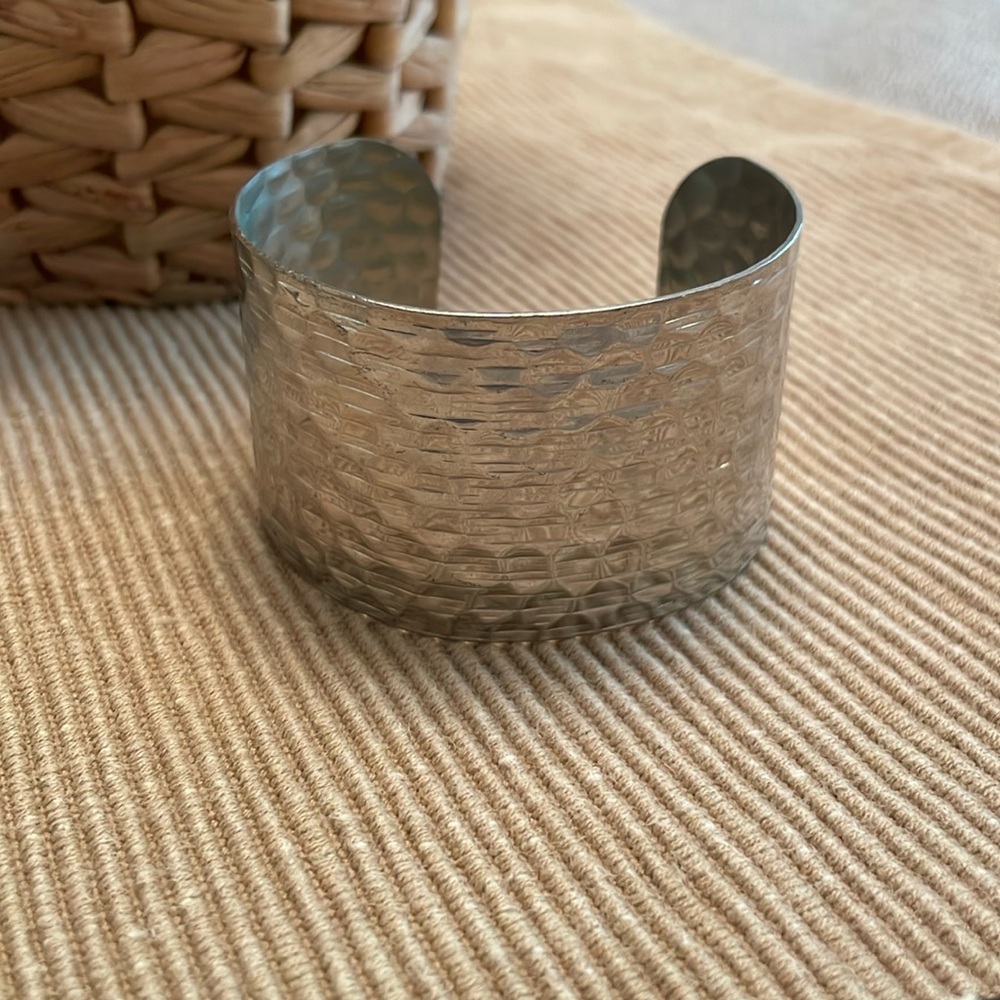 Silver Tone Hammered Cuff Bracelet